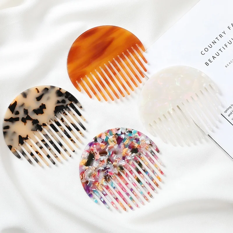 

Hot sale large size Acetic leopard print Hair Combs portable round Wide tooth Combs for women Tortoiseshell Acetate comb