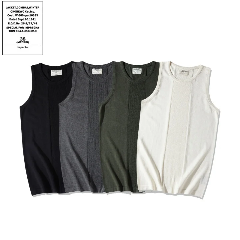 Men's Sporty Casual Tank Tops Breathable Viscose Knitted Waistcoat Anti-Pilling Heavy Thick Jacquard Sleeveless Sando