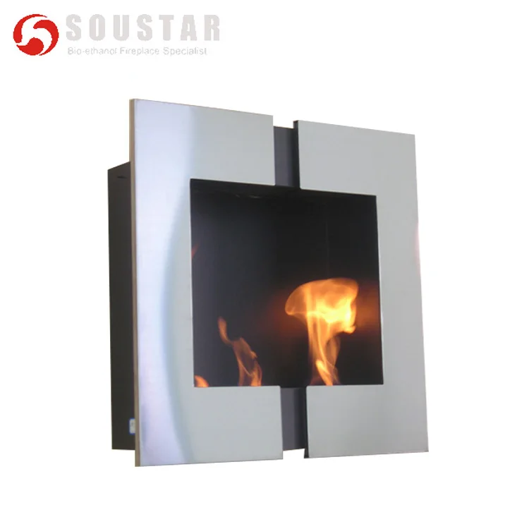 Brushed Stainless Steel Front Frame,Black Powder Coated Steel Fire Box