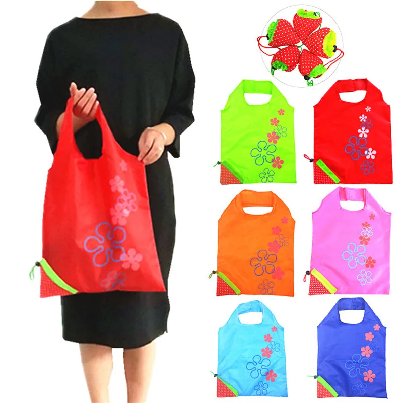 

Z785 Nylon Cute Strawberry Shopping Bag Reusable Eco-Friendly Shopping Tote Portable Folding shopping bag