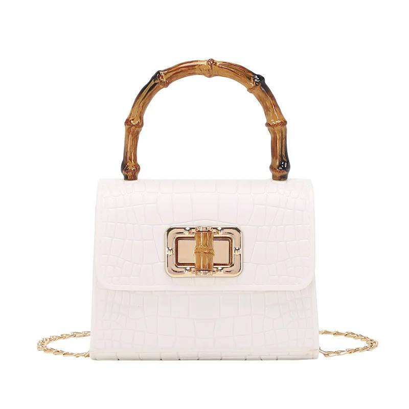 

2021 Girls Crossbody Tote Bags Summer Stone Design Handbag Ladies Mini Bamboo Handle Jelly Bag Small Women Purses Handbags, Orange,light pink,light green,white,black,yellow,pink