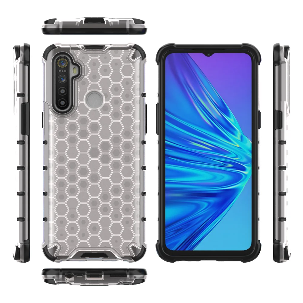 

New Honeycomb Case box with silicone frame Phone Case Protect Cover Shockproof Case For Oppo Realme 5