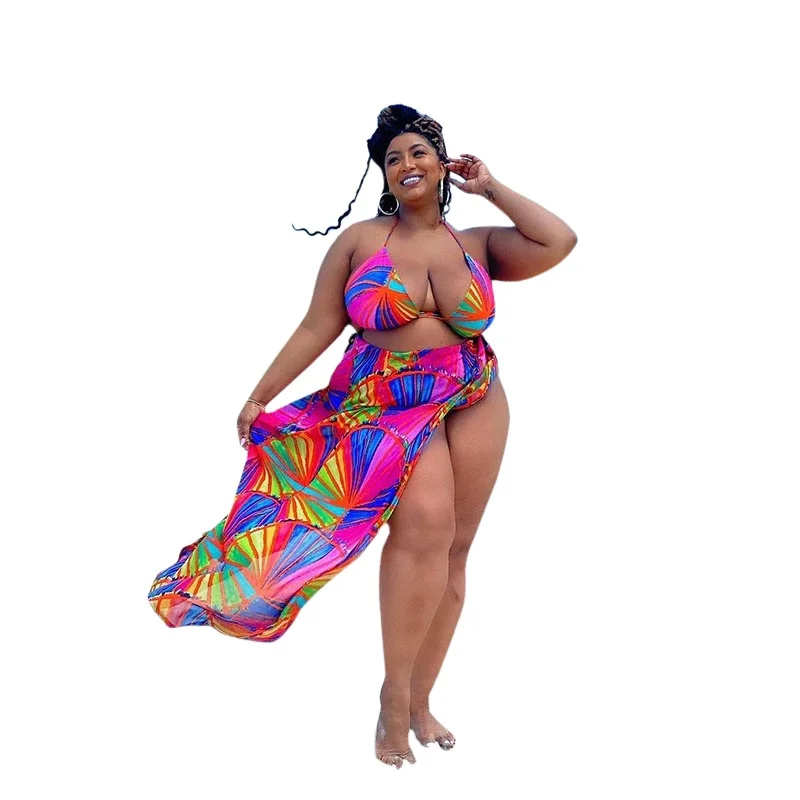 

Straps Thin Split Bikini Three-piece Swimsuit High Waist Split Swimsuit