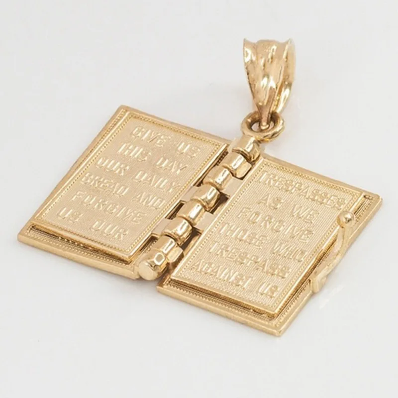 

Cross Religious Holy Bible Photo Locket Necklace 18k Gold Plated Jewelry Engraved 3d Holy Bible Book Prayer Jewelry Religious, Picture