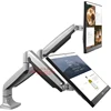 DL-LDT10 Gas Spring Dual Monitor Holder Desktop Computer Mount Arm Stand Base With Audio and USB Port Fit 10"~27" Max 9KG