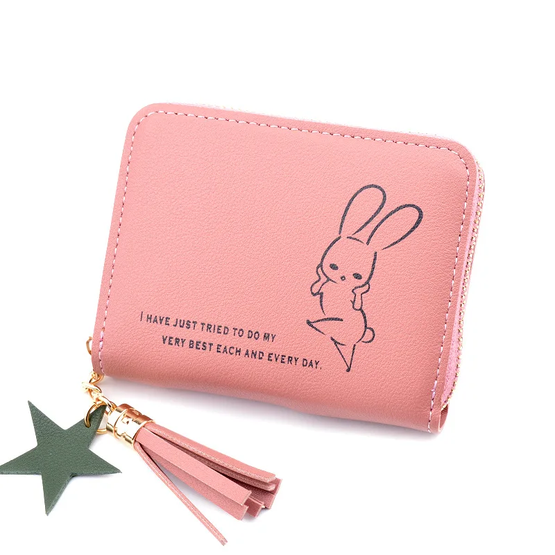 

2021 new coin purse fashion short zipper women PU wallet with tassel