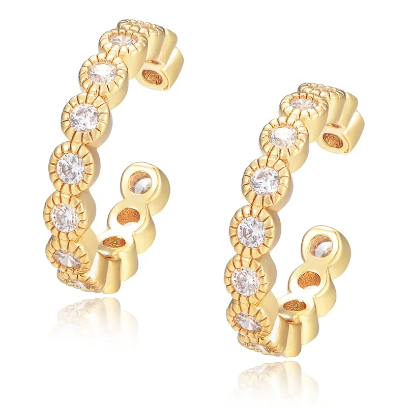 

2023 Simple fashion fashion design style luxury zircon earring 14k gold plated fancy earring