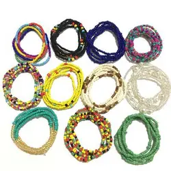African Ghana Cotton String Tie Adjustable Sexy Plus Size On Body Belly Chain Waist Beads Ladies Woman Jewelry For Party