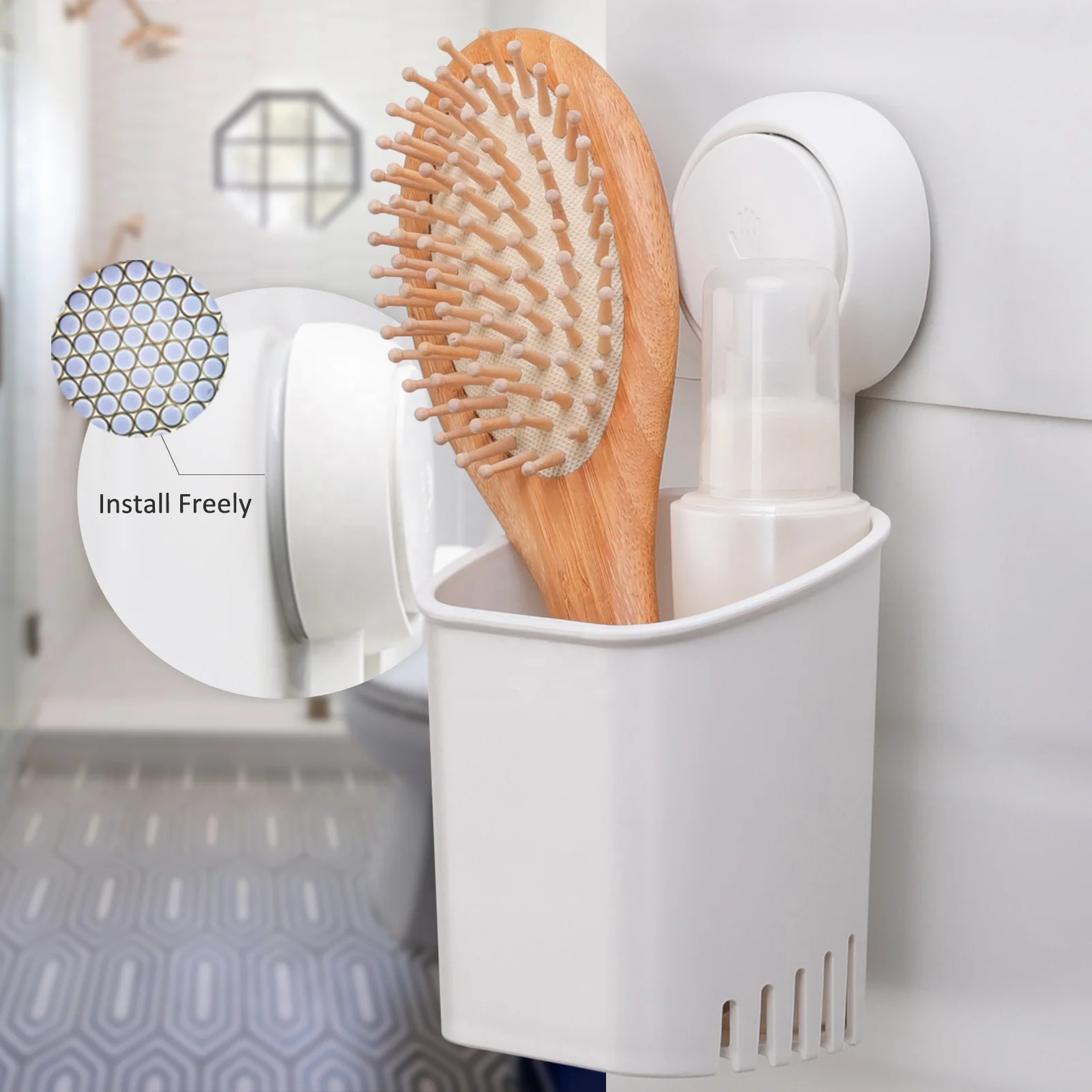 

Custom Nordic Multipurpose Toothbrush and Paste Holder Wall-mounted Toothbrush Hanging Sucker Holder Vacuum Cup