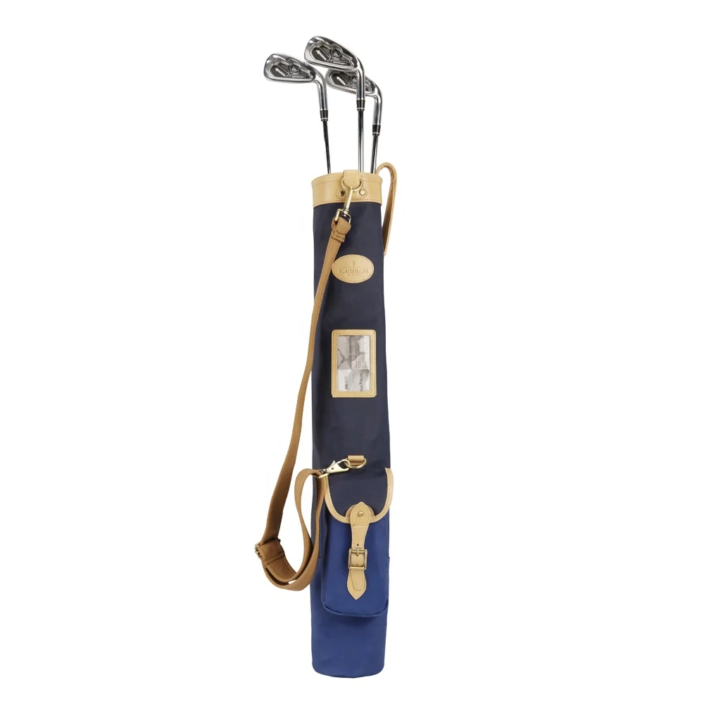 

Tourbon light weight canvas leather golf club sunday golf pencil bag, Blue