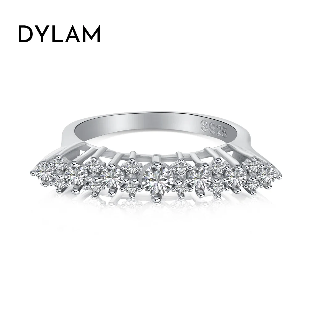 

Dylam 2023 Trendy Fashion 925 Sterling Silver Rhodium Plated 5A Zirconia Pave Luxury Diamond Wedding Engagement Promise Ring