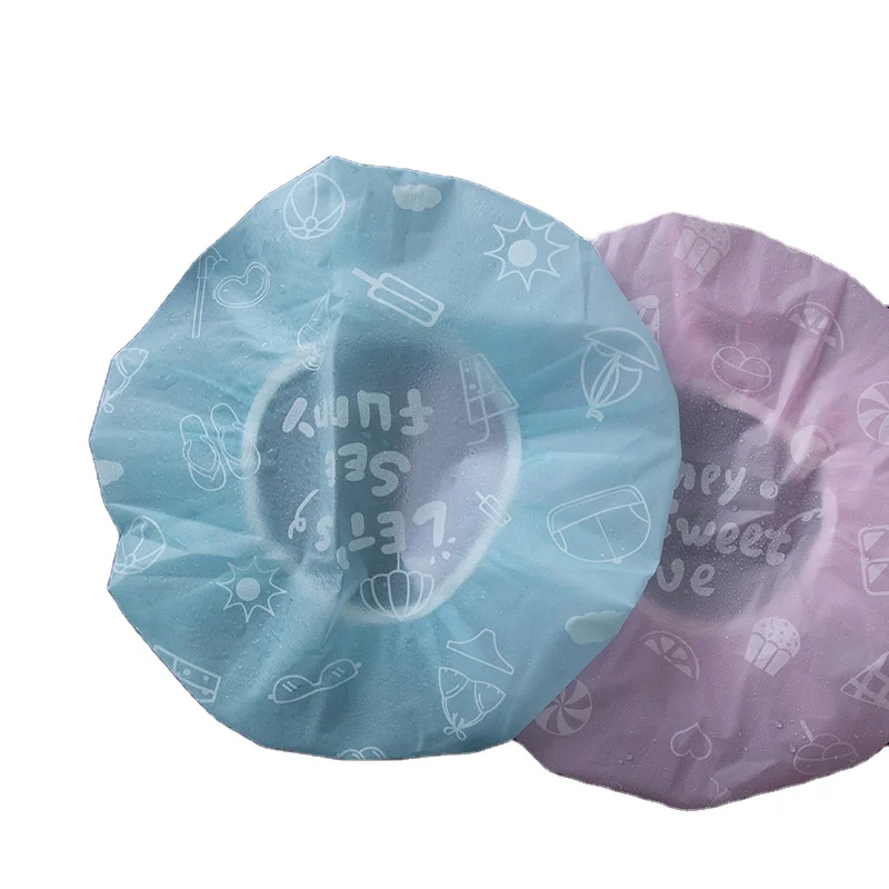 

Reusable lace elastic band bath hair cap anti-smoke hat cute flower waterproof shower cap women cartoon wash hair cover, Customized color