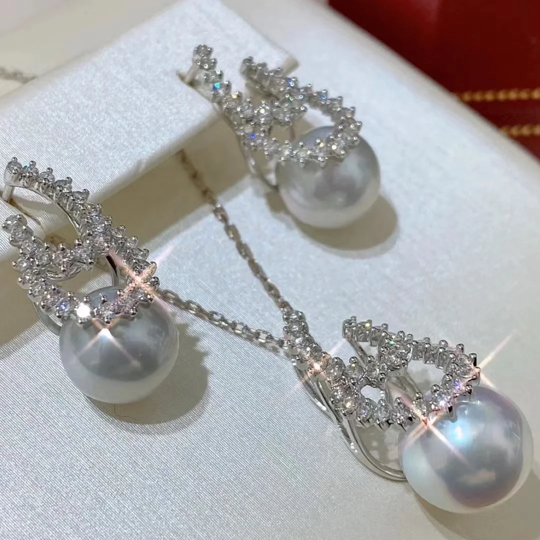 

JW036 9-10mm DIY Natural Real Freshwater pearl set charm accessories 925 sterling silver Gold Plated jewelry set for women