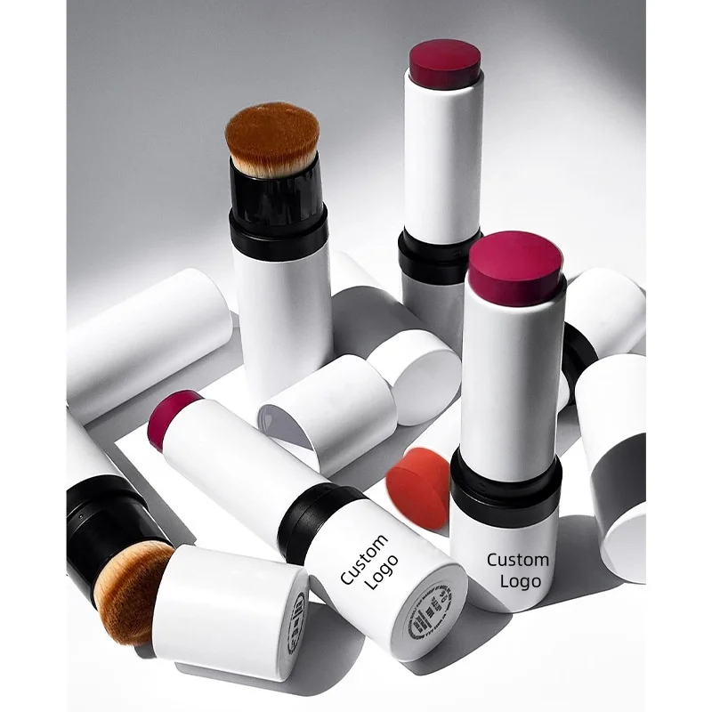 Organic Natural Cruelty Free Custom Logo Cosmetics Gel Makeup Cream Blusher Contour Face Blush Stick With Brush Private Label