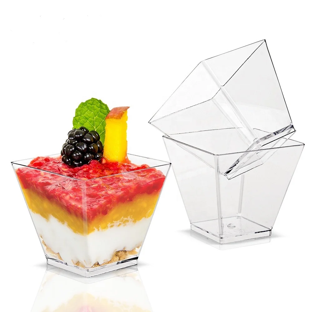 

Disposable Plastic Cups Clear Transparent Food Container Jelly Yogurt Mousses Dessert Cups