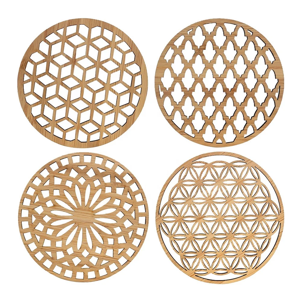 

OEM/ODM Laser cut blank bamboo coasters for table top decor, Wood natrual color