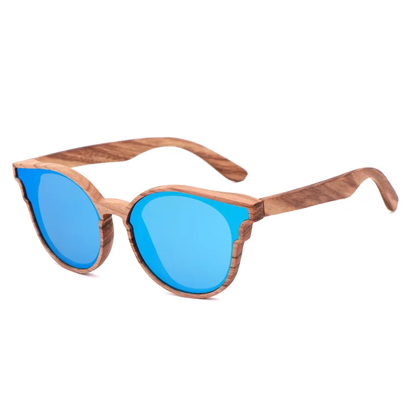 

High Quality Custom LOGO Eco Friendly Mirror Blue Lens Zebra Wooden Sunglasses Polarized Lens Eyeglasses Handmade Sunglasses, Any colors