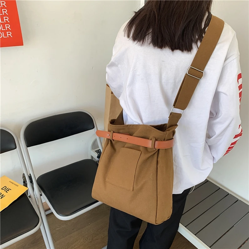 

XP1440 retro canvas bag large capacity casual solid color big bag