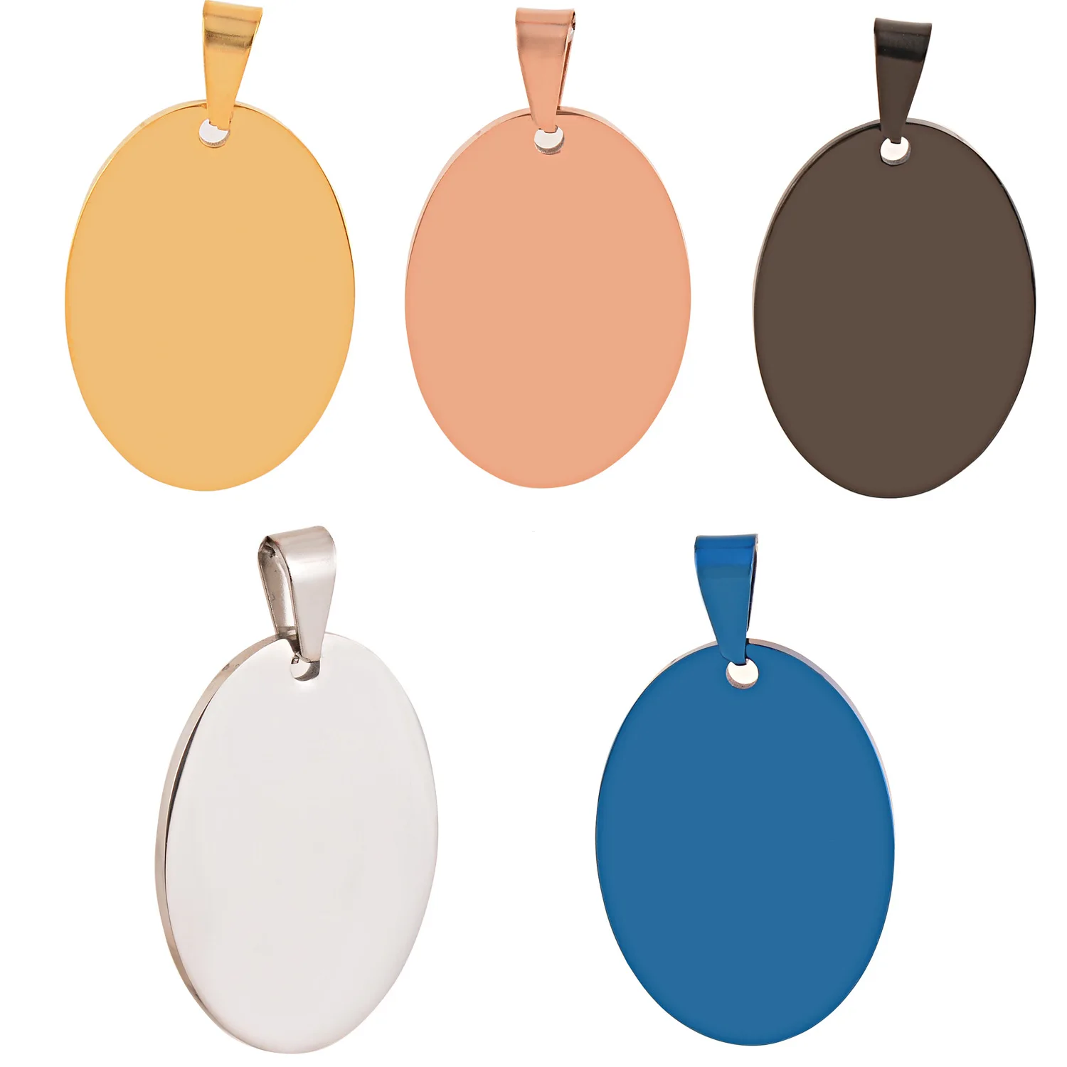 

Making Jewelry Diy Accessories Blank Custom ID Dog Tag Logo Engravable Stainless Steel Oval Necklace Pendant, Gold,rose gold,silver,black,blue