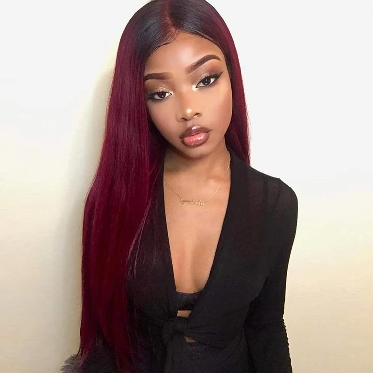 

Aisi Hair Party Wholesale Vendor Long Silky Straight Natural Wave Ombre Burgundy Red Wig For Black Women Synthetic Hair Wigs