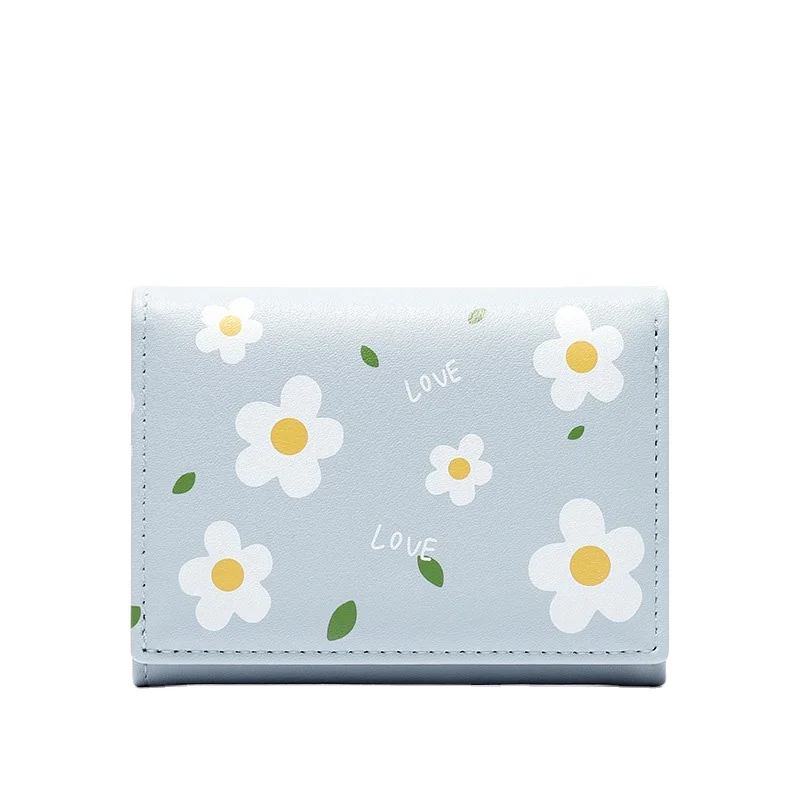 

2020 new Printed fresh flowers pu leather card fashion wallet for ladies