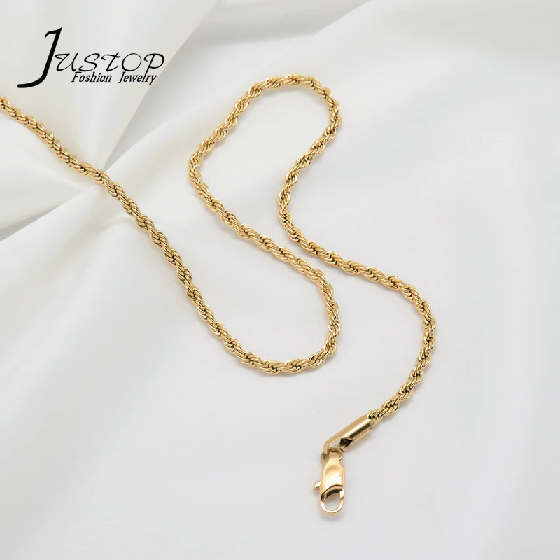 

18K Gold Plated Rope Chain Factory Custom Necklace Stainless Steel Chain For Unisex