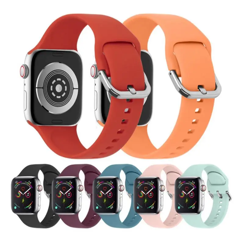 

NBBelden strap for apple watch series 4 bands 44mm silicone high quality belt for iwatch strap series 4 5 with metal buckle, Black,white,red,gray,midnight blue,light pink,denim blue,wine red,etc.