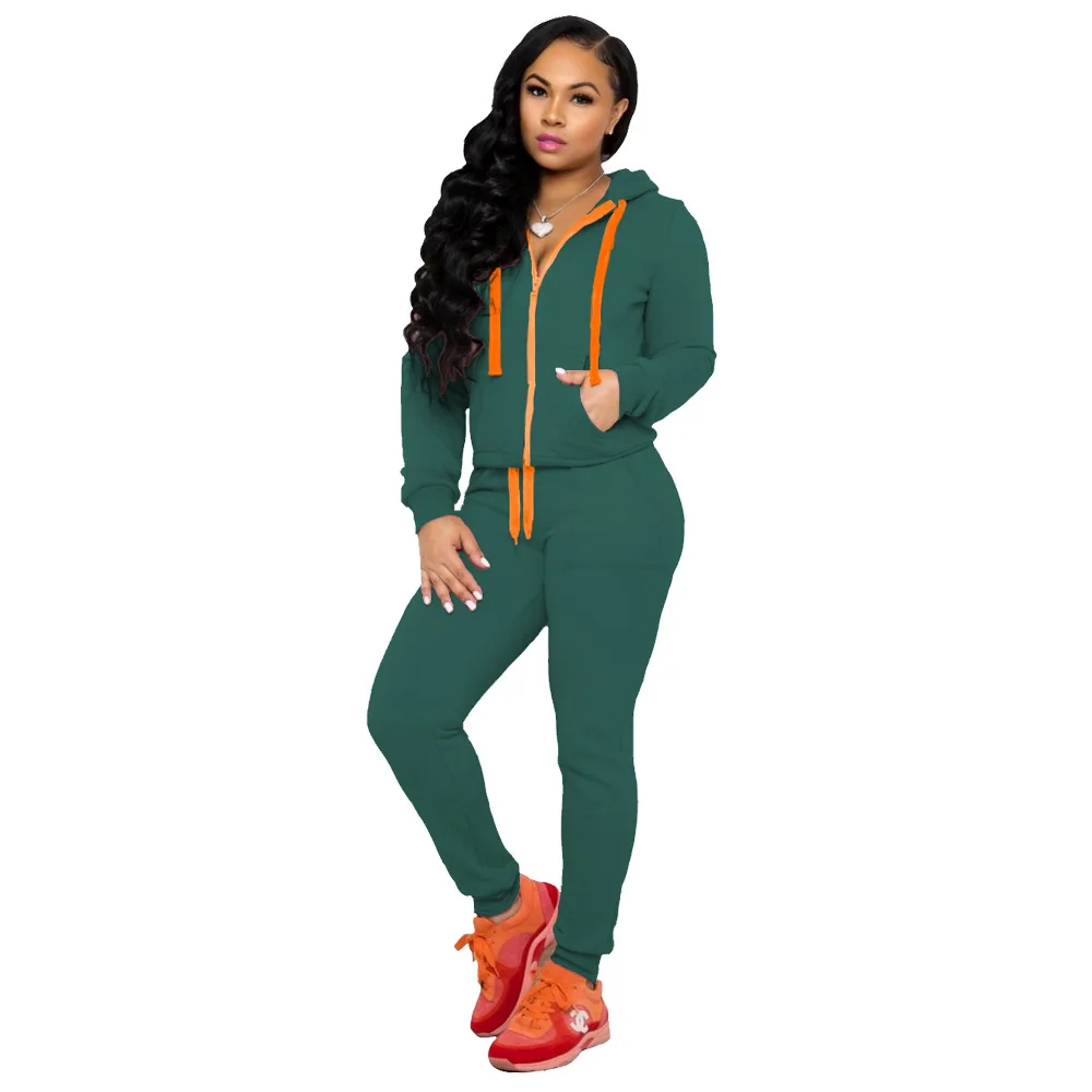 

New product ideas 2021 Colorful Women Fashion Two Piece Set sports women fall outfits clothing Custom hoodie, Picture shows