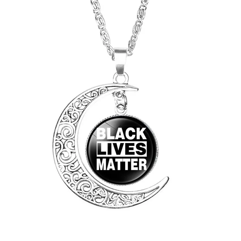 

Cheap Custom logo pendant necklace i can't breathe black lives matter glass pendant Moon necklace