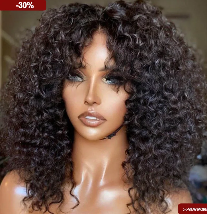 

Short Curly Wig With Bang Water deep Curly Lace Front 360 human hair Bob Curly Lace Wig with bang