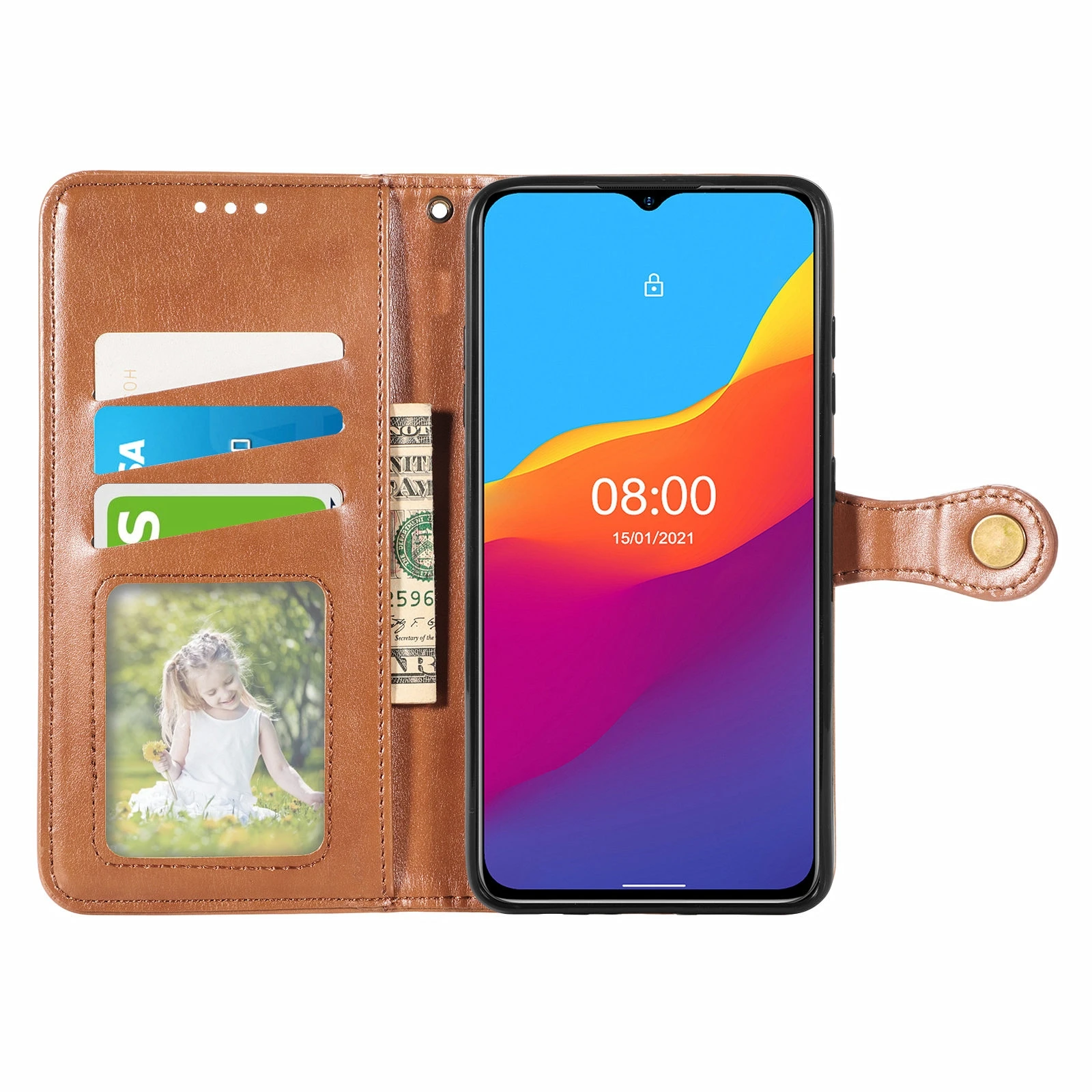 

Factory Price For Ulefone Note 10 Solid Color Leather Buckle Phone Case with Lanyard Photo Frame Card Slot Wallet