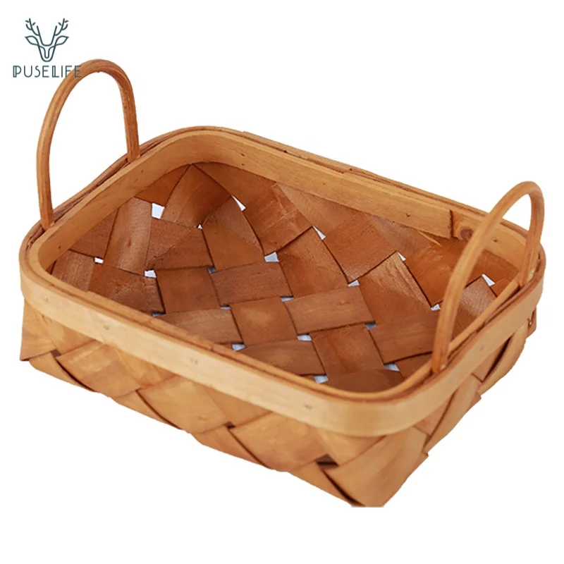 

Handmade woven basket storage woven insulated picnic basket bread baskets with handle, Natural