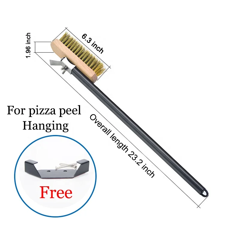 

Professional Pizza Oven Copper Brush Scraper Household Grill Brass Cleaning Brush with  Aluminium Handle, Yellow