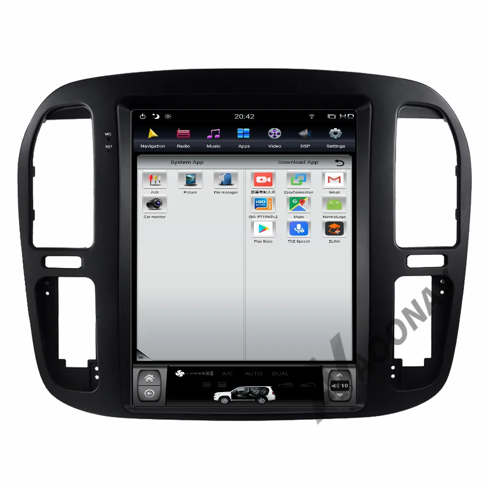 

AOONAV 12.1 inch car GPS Radio GPS navigation for TOYOTA LAND CRUISER 1999-2002 multimedia player Android 9.0 Support carplay, Black