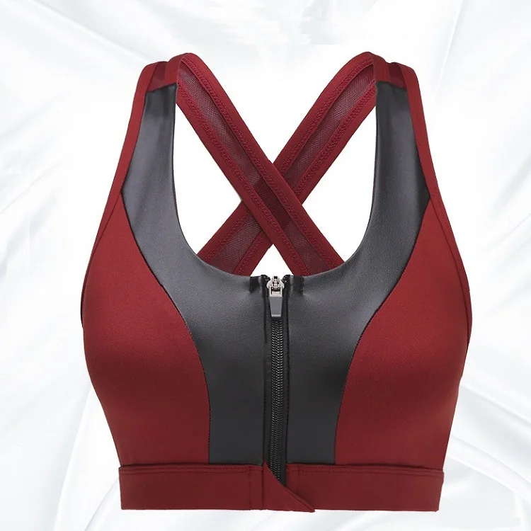 

2020 High Quality Quick Dry Shockproof Women Fitness Sport Padded Yoga Bra Tops Front Zipper
