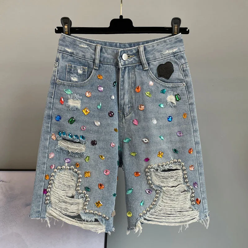 Boutique Wholesale 2026 Summer New Fashion High Waist Denim Versatile Tassel Women's Shorts