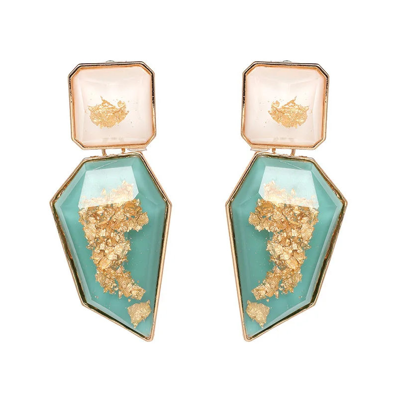

New Handmade Crystal Za Jewelry Women's Earrings 2022 Wedding Party Asymmetric Clear Resin Statement Dangle Drop Earrings
