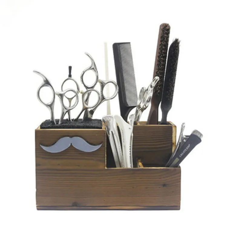 

Professional multifunctional storage box hairdressing tool storage box scissors rack, Black