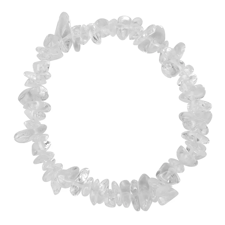 

New Arrival Elastic Stretch Irregular Natural White Rock Crystal Quartz Bead Bracelet, Clear