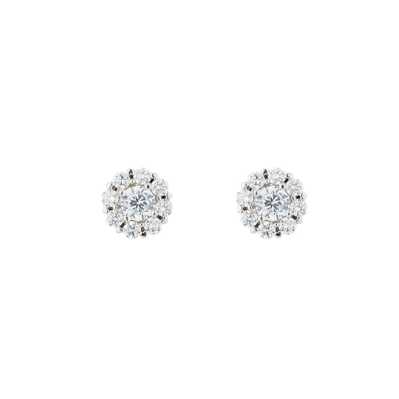 

Sterling Silver Earrings 2021 Flower White Zircon Wedding Stud Earring Jewelry
