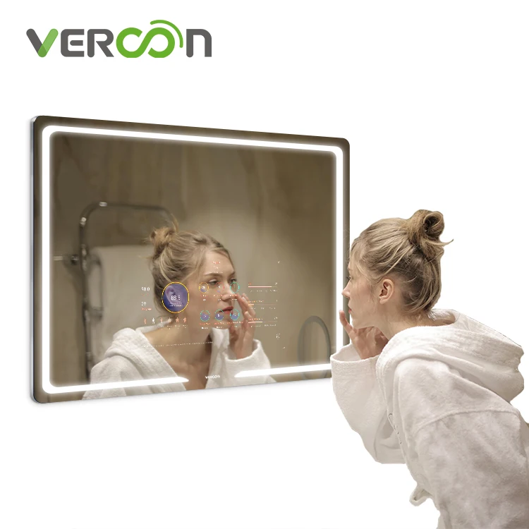 

magic mirror touch screen smart led light mirror smart mirrors with Youtube player music and Amazon