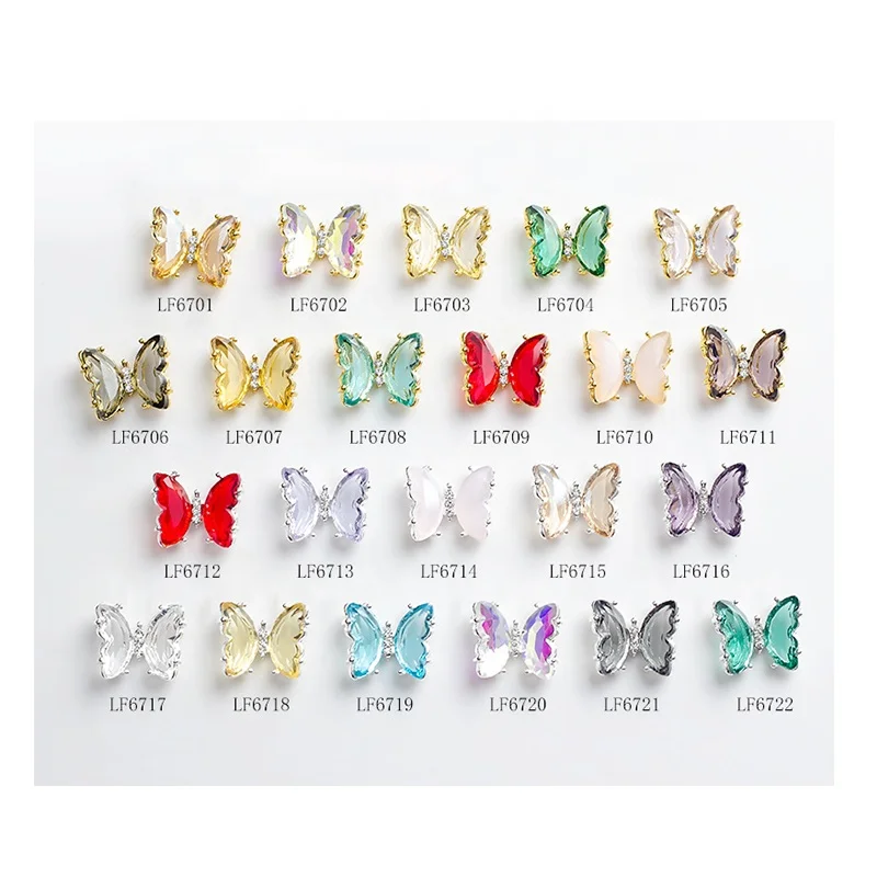 

Nail Supplies Salon Beauty Nails Product Crystal Butterfly 3d Accessories Nail Art Decorations, Colorful