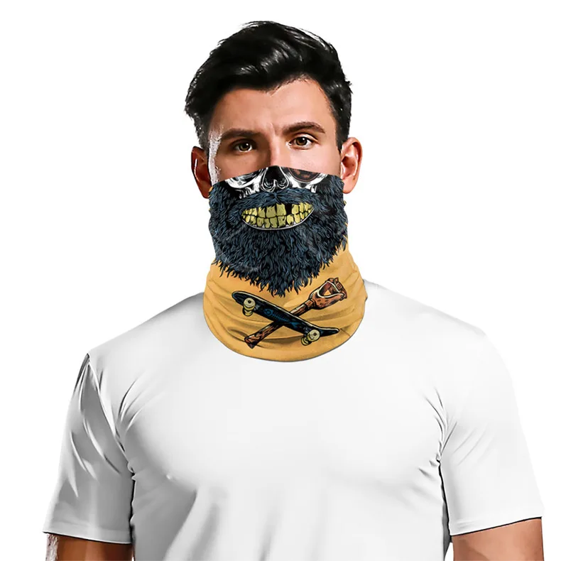 运动防沙摩托车印花头巾颈部头带围巾男士钓鱼 3d头巾面罩颈管