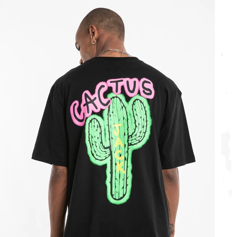 

Fashion Men's Loose o-neck Short Sleeve Travis Tour Print Kanye West CACTUS JACK T-Shirt, Picture