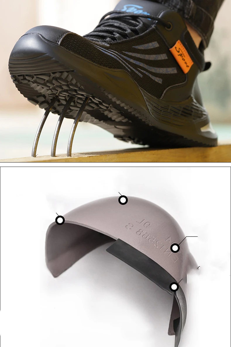 Custom Logo Fashion Men's Safety Shoes Plus Size Solid Color Anti