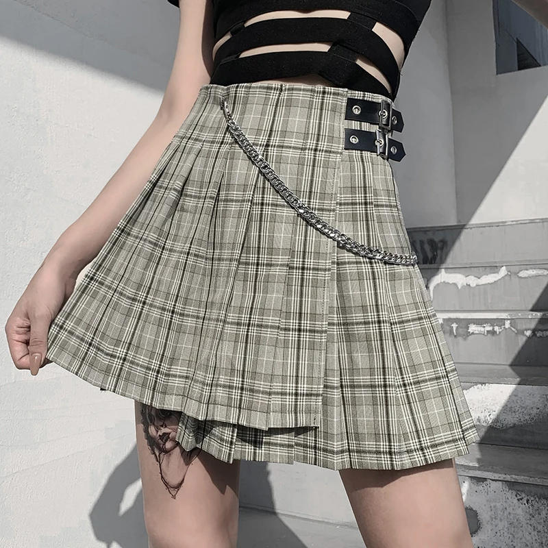 

Women Girls Short High Waist Pleated Skater Tennis School Skirt, Multi color