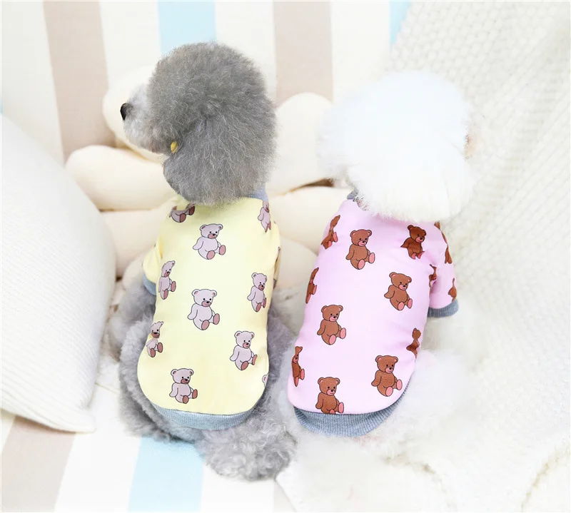 

Wholesale Custom Winter Pet Apparel Clothes Warm Bear Print Dog Sweatshirt for Small Dog, As picture