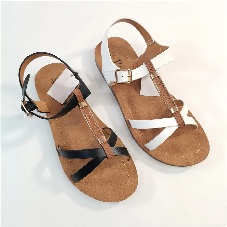 

PDEP Direct Factory Low Price In Stock Women Sandals Designer Patchwork High Quality Flat Sandals For Ladies