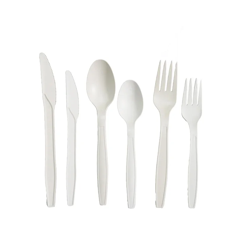 

Biodegradable Disposable CPLA Cornstarch Flatware Sets, White