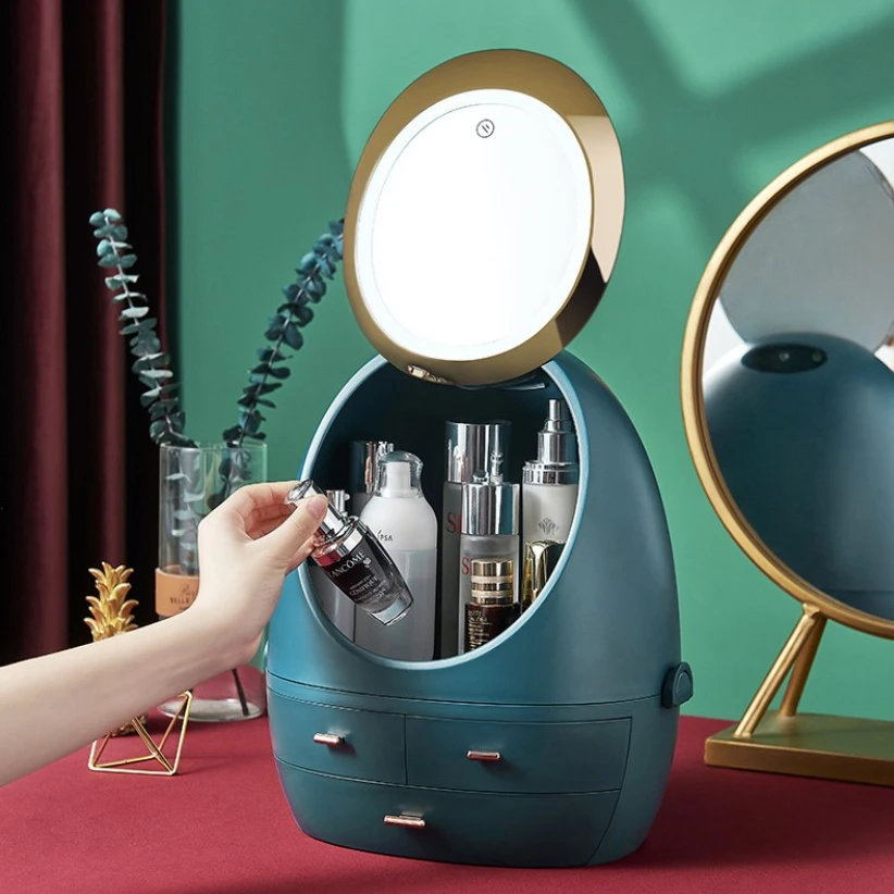 

Hot Selling Plastic Cosmetic Organizer case makeup storage box with mirror, Optional